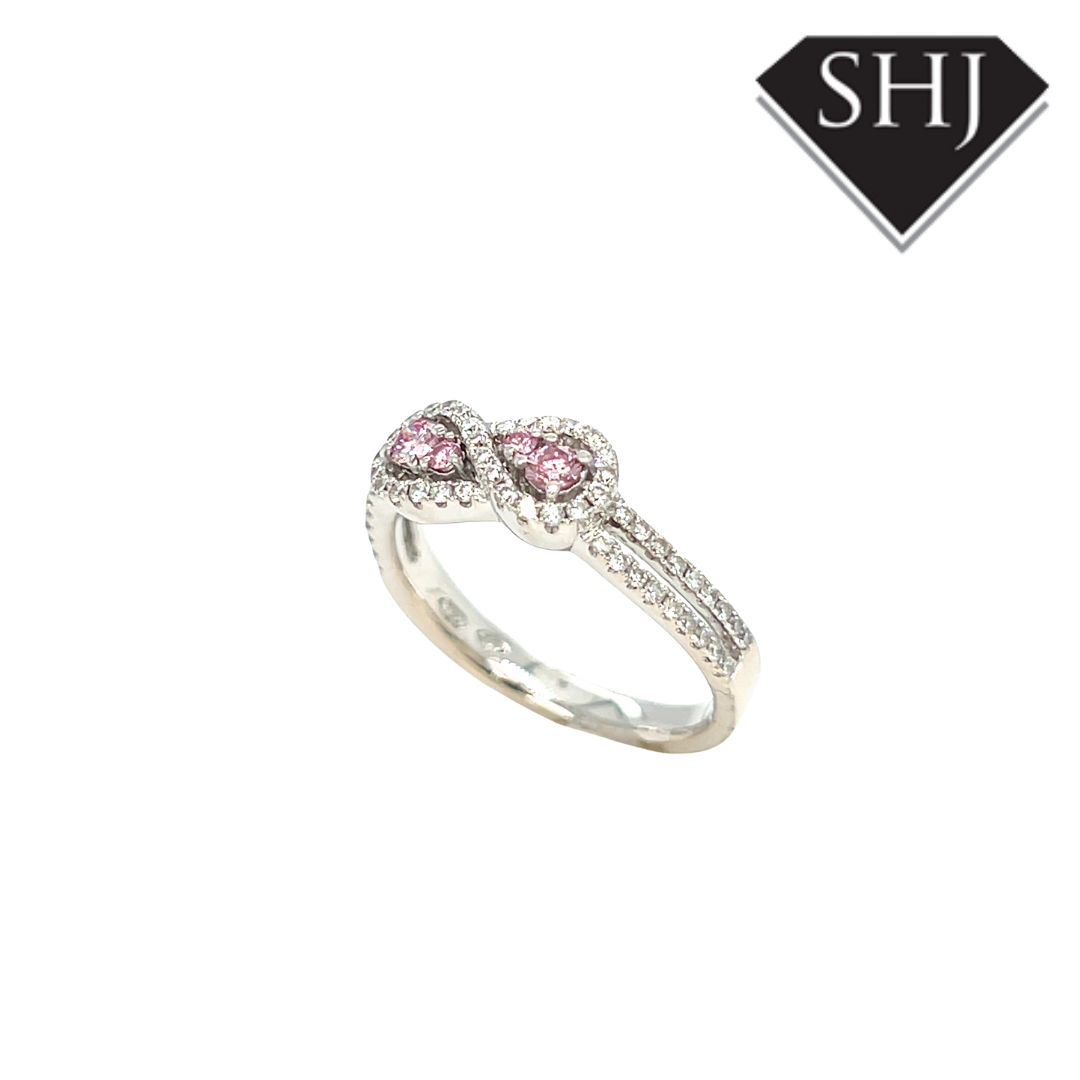 18ct White Gold Pink Diamond & White Diamond Ring