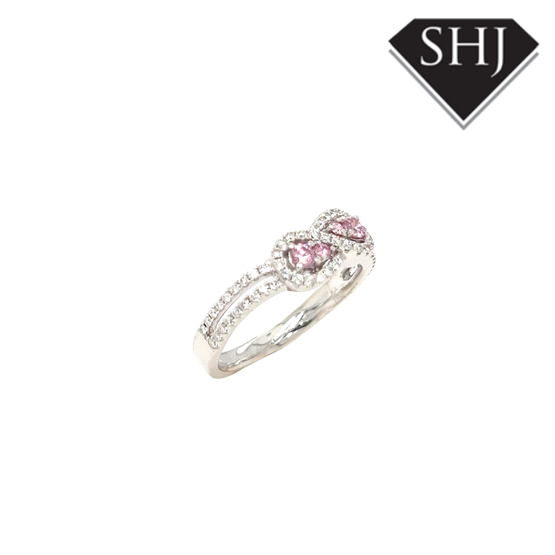 18ct White Gold Pink Diamond & White Diamond Ring