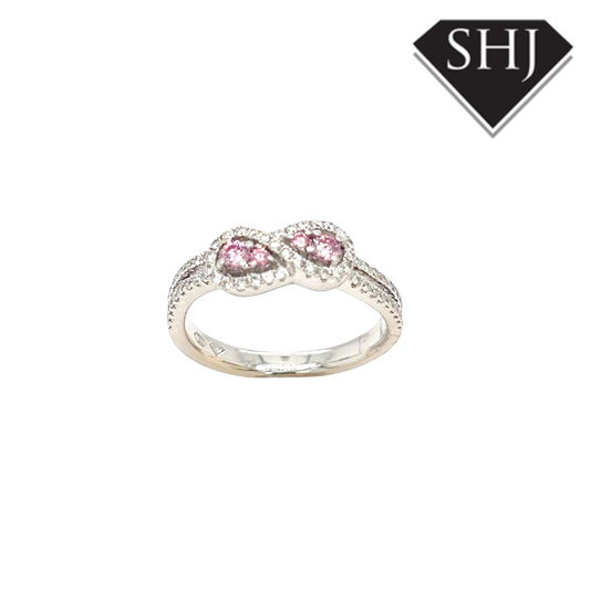 18ct White Gold Pink Diamond & White Diamond Ring