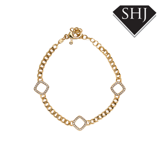 Silver Gold Plated CZ Bracelet