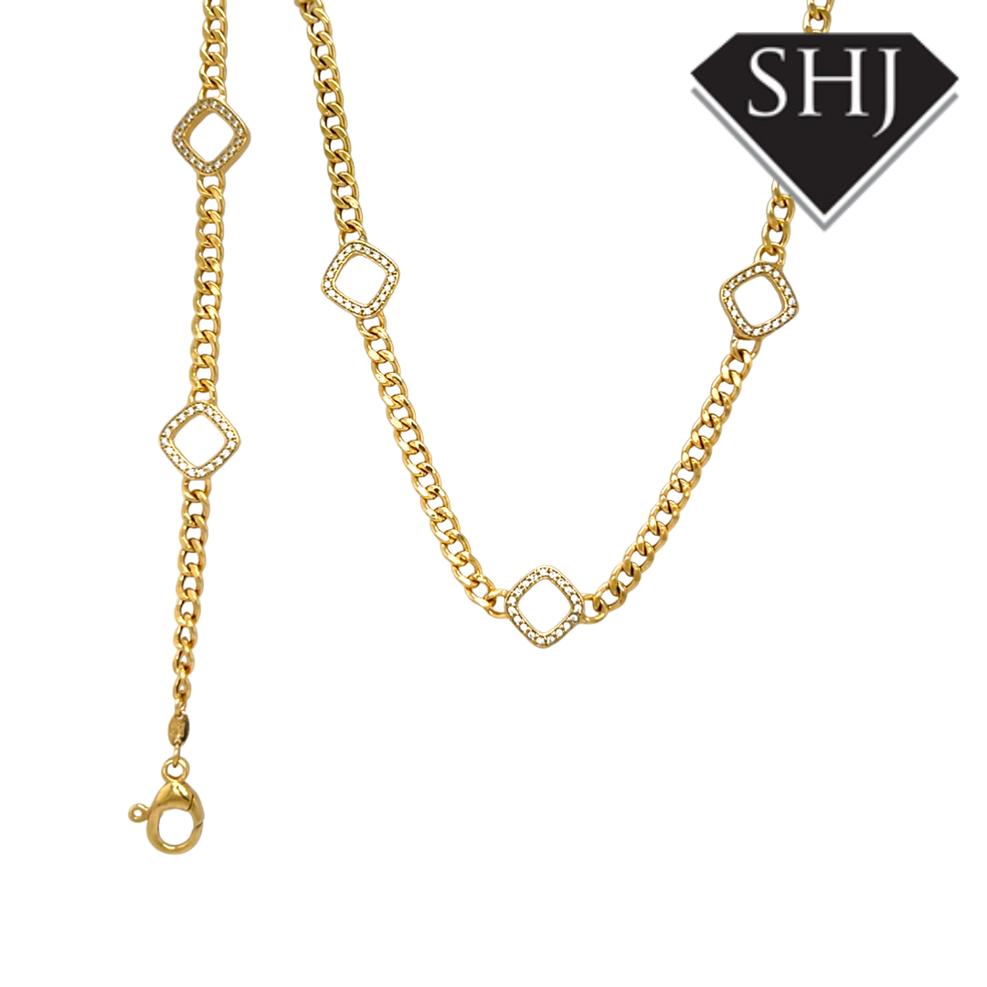 Silver Gold Plated CZ Bracelet