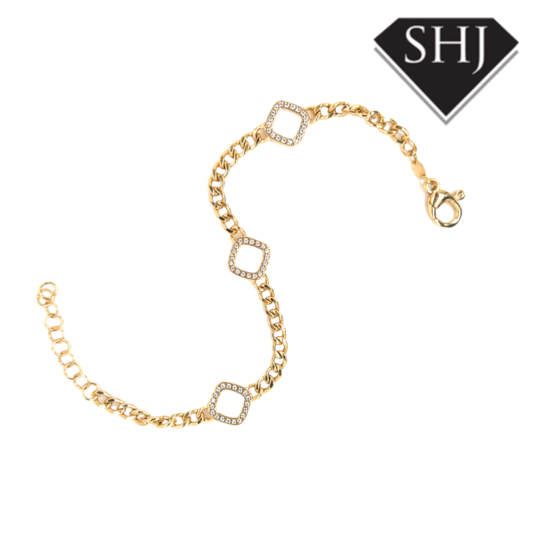 Silver Gold Plated CZ Bracelet