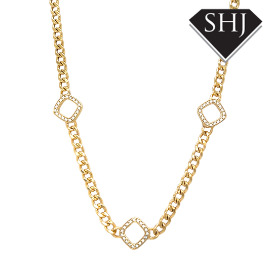 Silver Gold Plated CZ Necklace