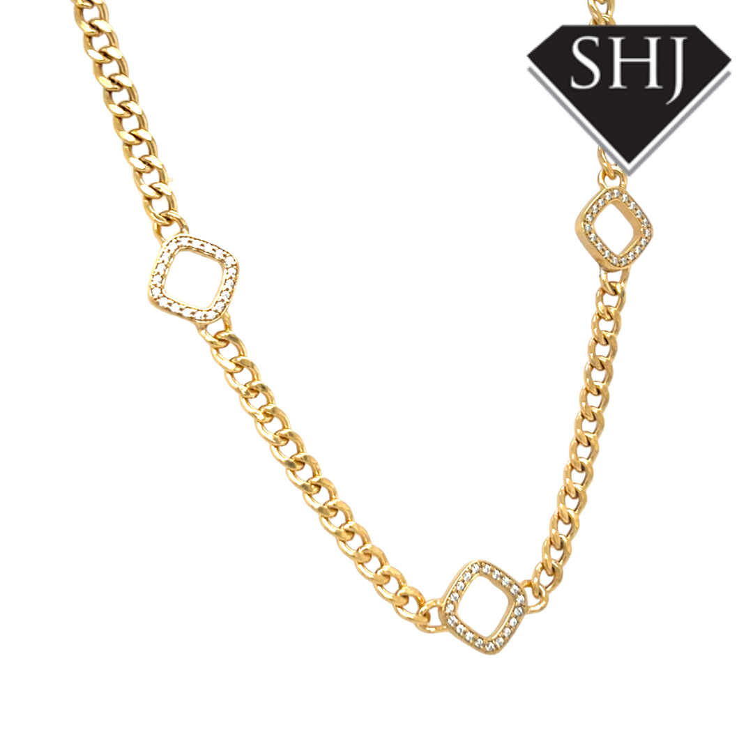 Silver Gold Plated CZ Necklace