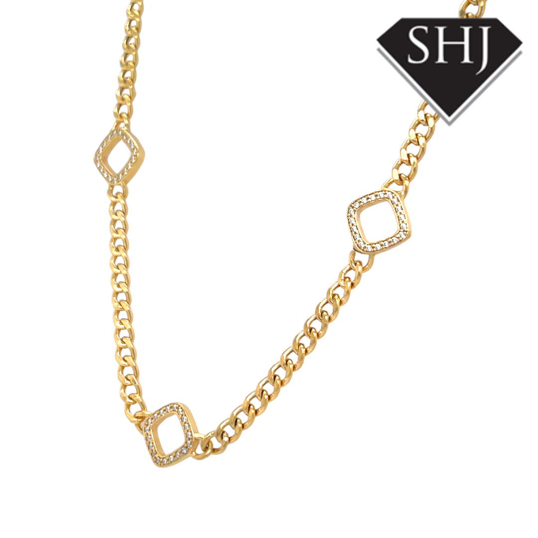 Silver Gold Plated CZ Necklace