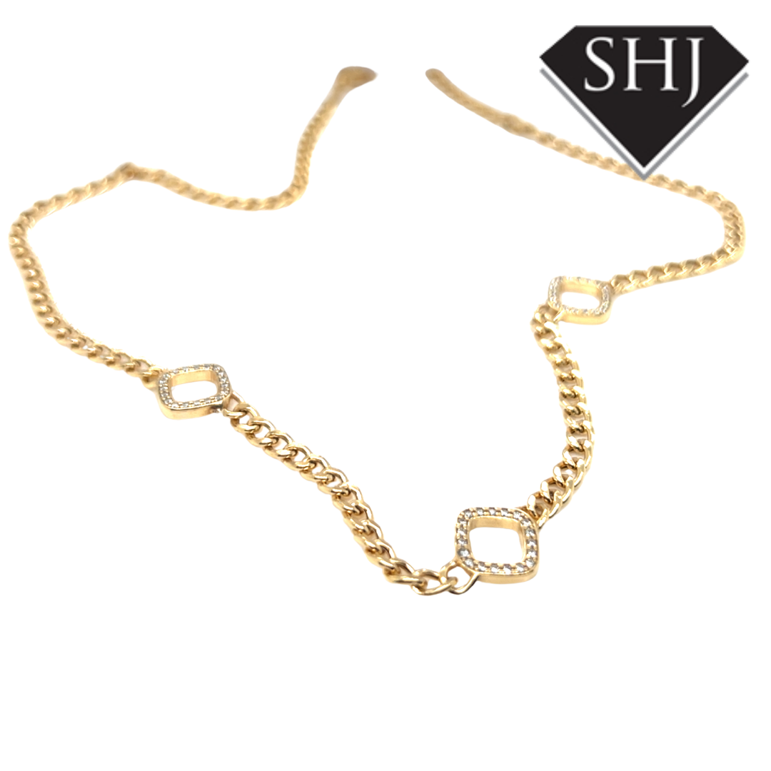 Silver Gold Plated CZ Necklace