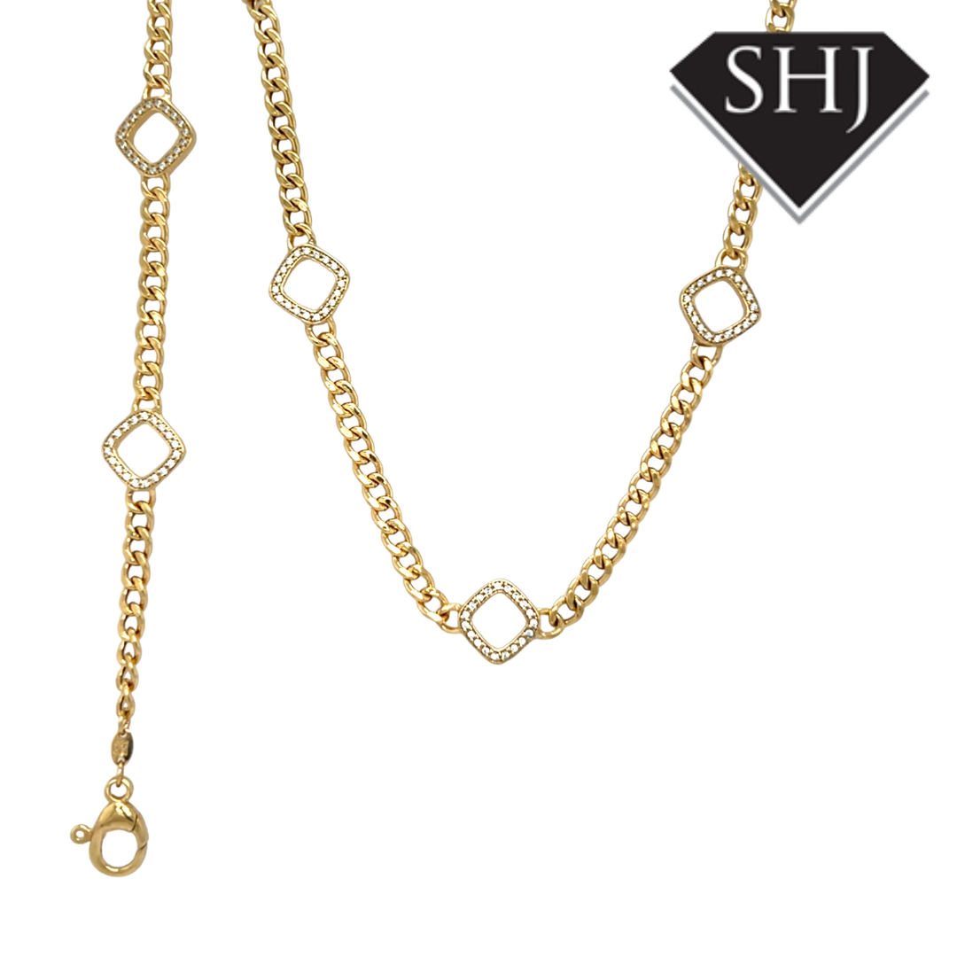 Silver Gold Plated CZ Necklace