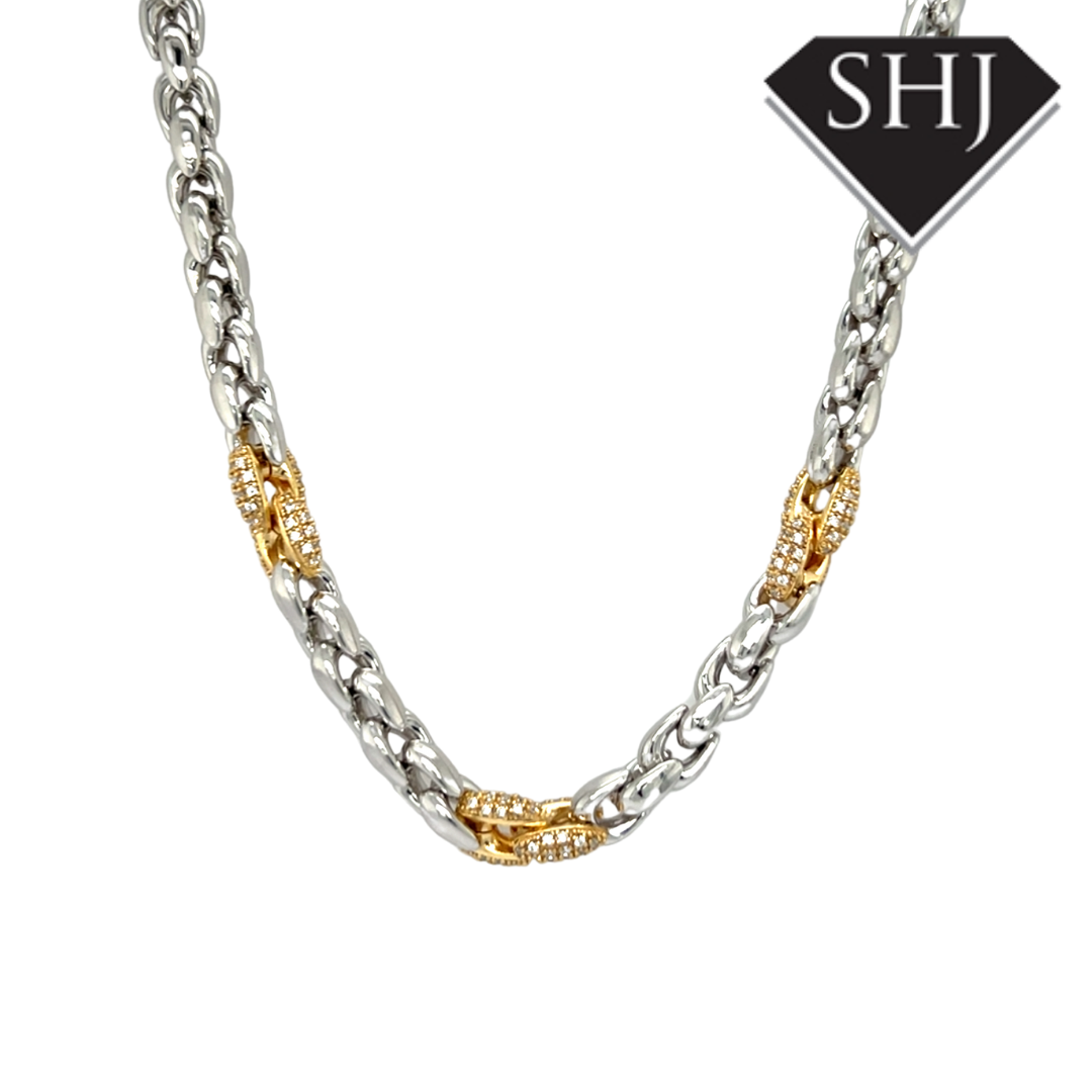 Silver Gold Plated CZ Necklace