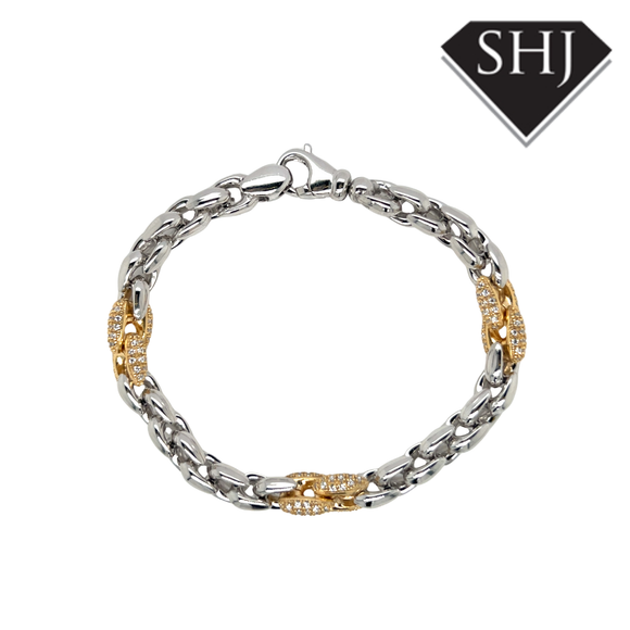 Silver Gold Plated CZ Bracelet