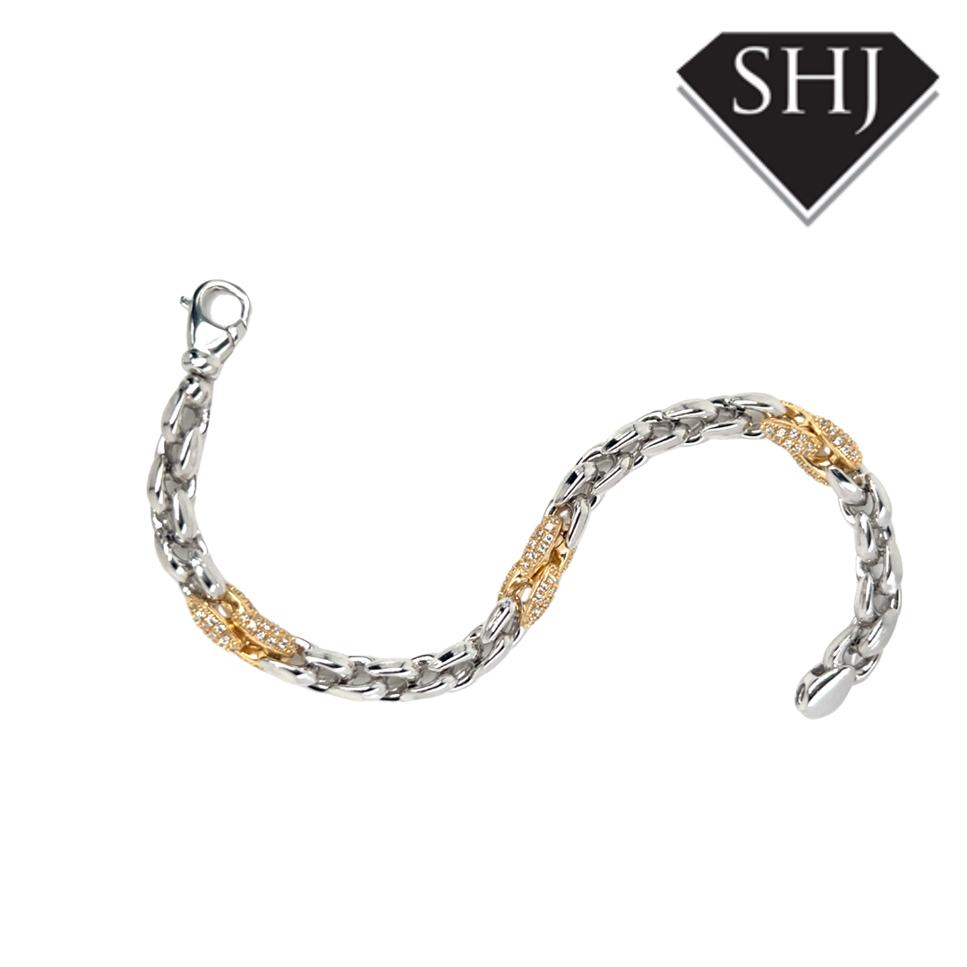 Silver Gold Plated CZ Bracelet