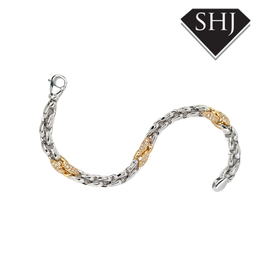 Silver Gold Plated CZ Bracelet