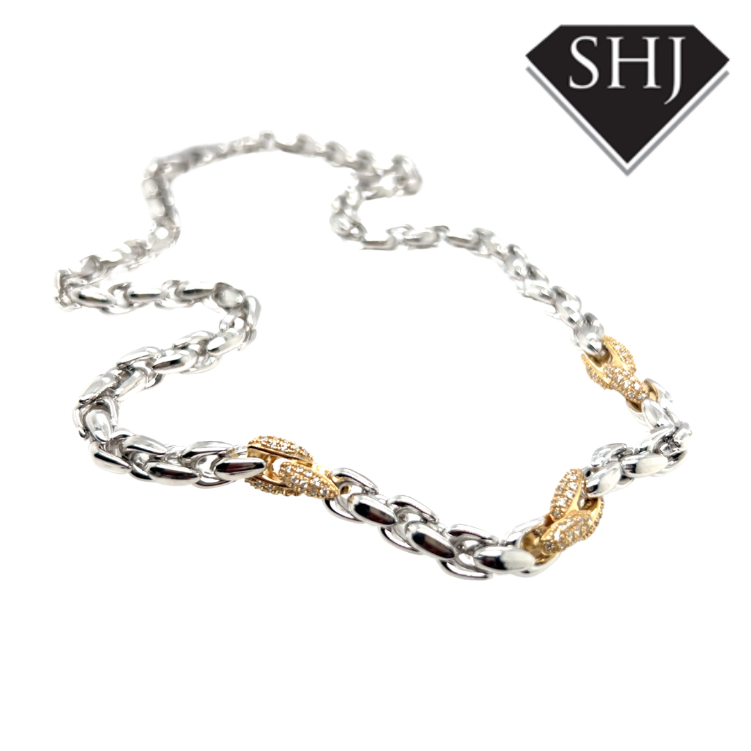 Silver Gold Plated CZ Necklace