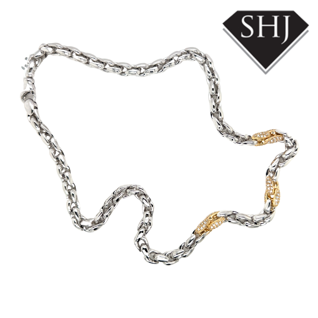 Silver Gold Plated CZ Necklace