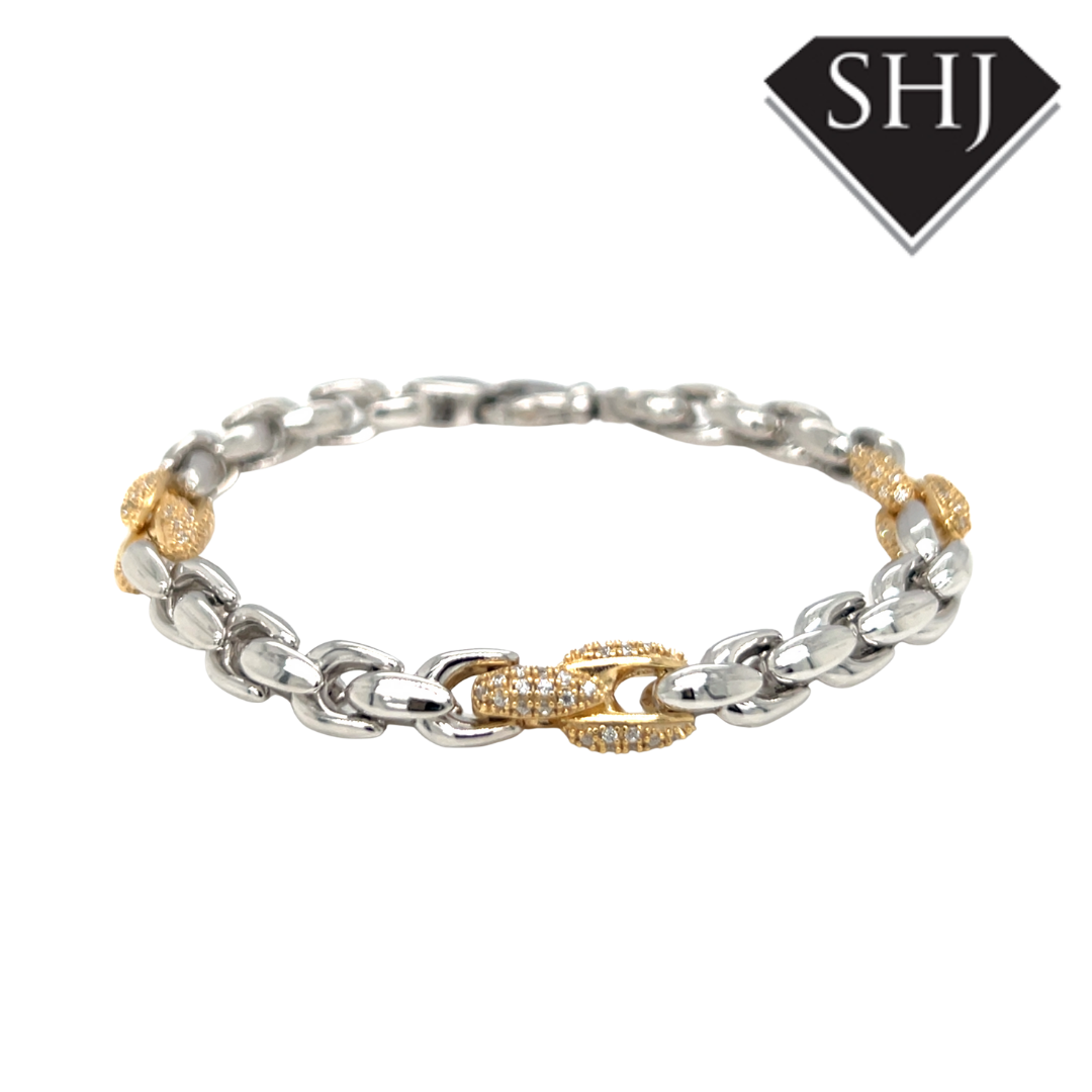 Silver Gold Plated CZ Bracelet