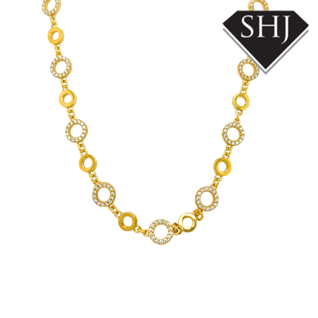 Silver Gold Plated CZ Circle Necklace