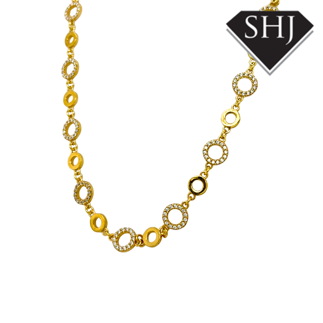 Silver Gold Plated CZ Circle Necklace