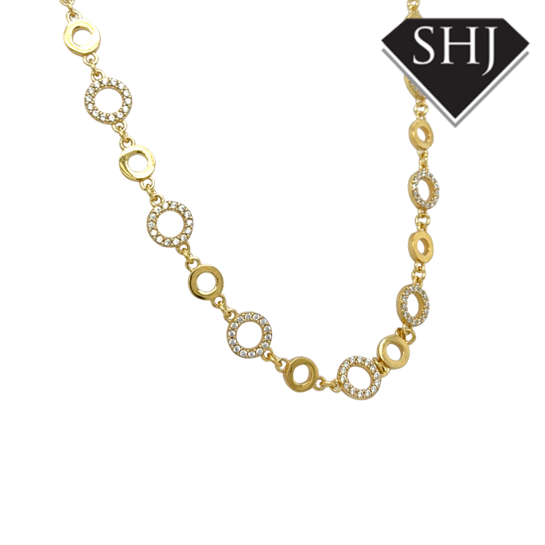 Silver Gold Plated CZ Circle Necklace