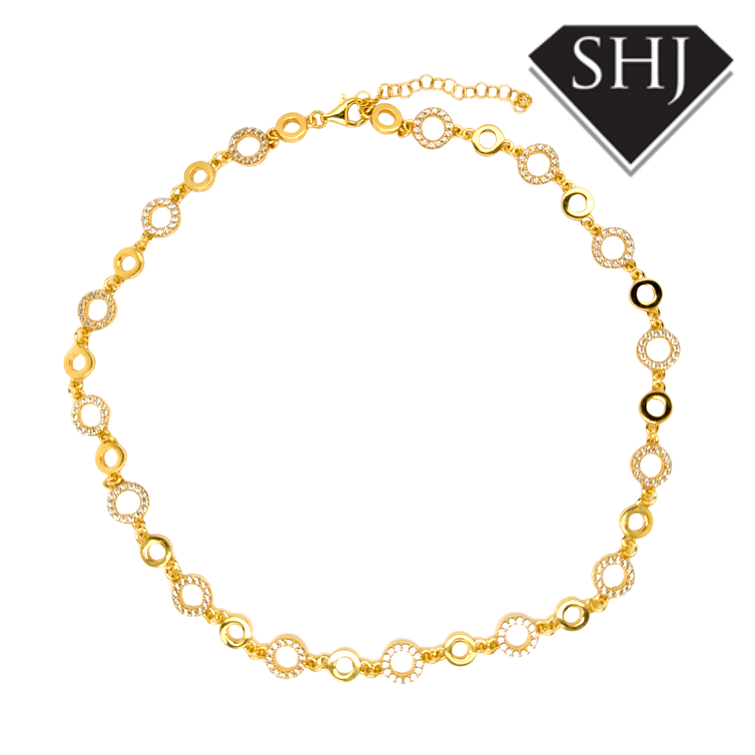 Silver Gold Plated CZ Circle Necklace