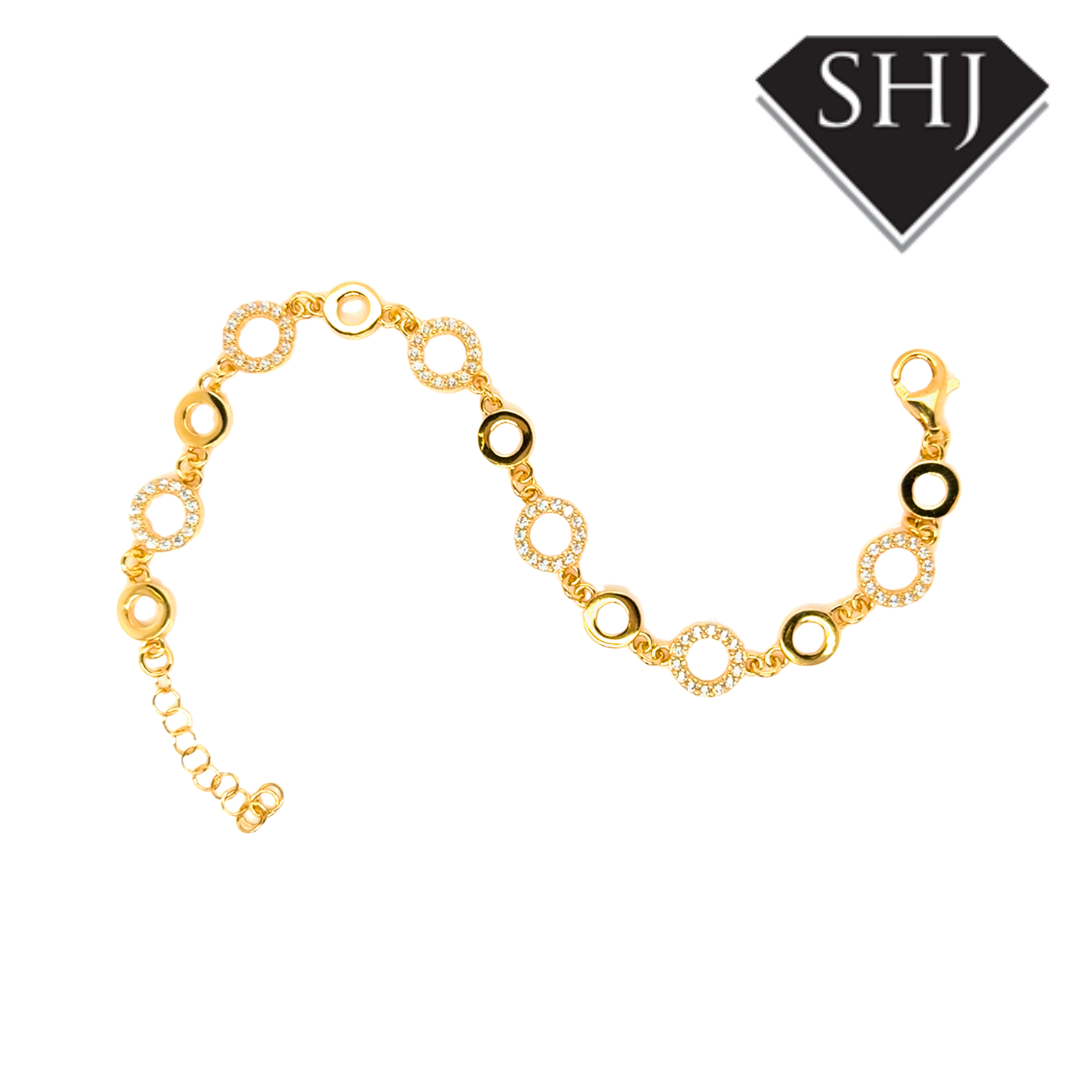 Silver Gold Plated CZ Circle Necklace
