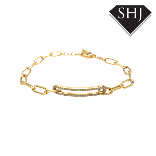 Silver Gold Plated CZ Bracelet