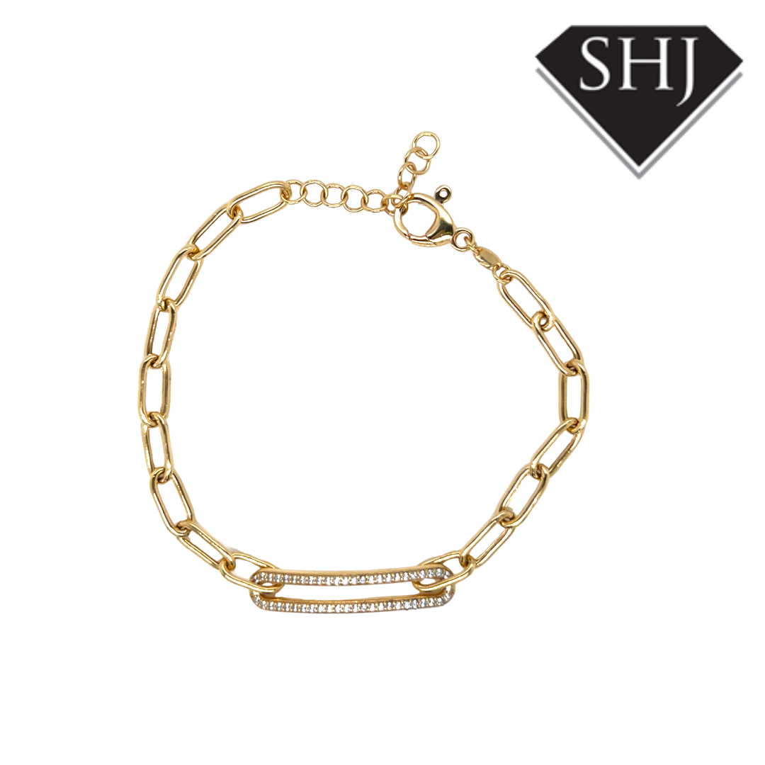 Silver Gold Plated CZ Bracelet