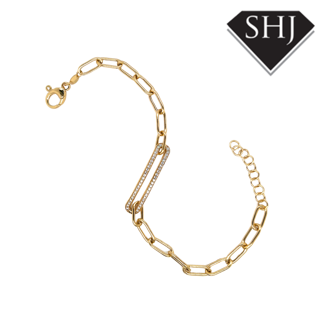 Silver Gold Plated CZ Bracelet
