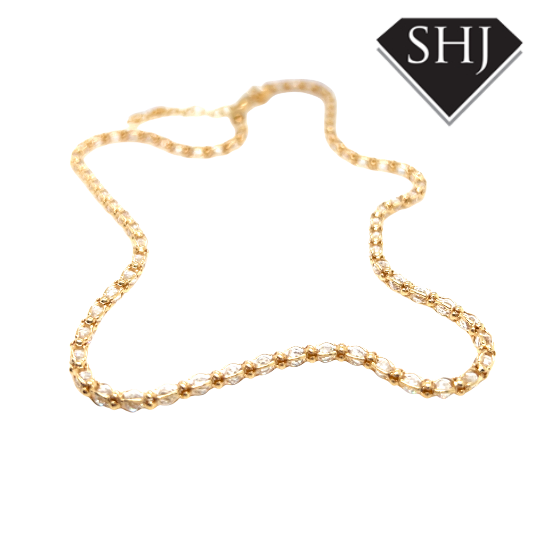 Silver Gold Plated CZ Necklace
