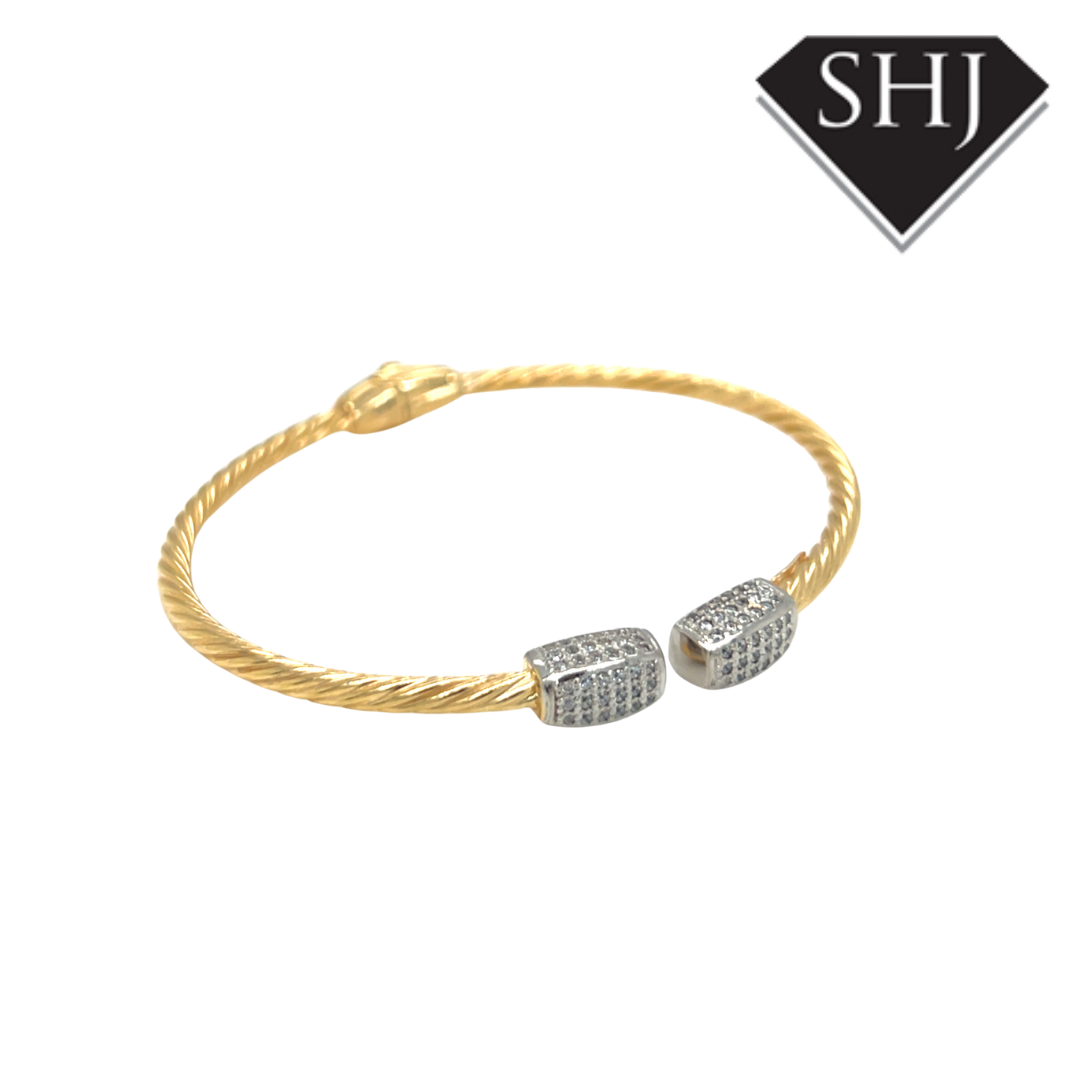 Silver Gold Plated CZ Bangle