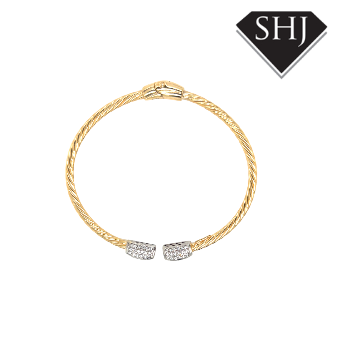 Silver Gold Plated CZ Bangle