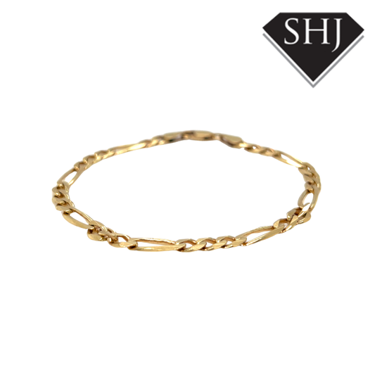 9ct Yellow Gold Figaro Bracelet