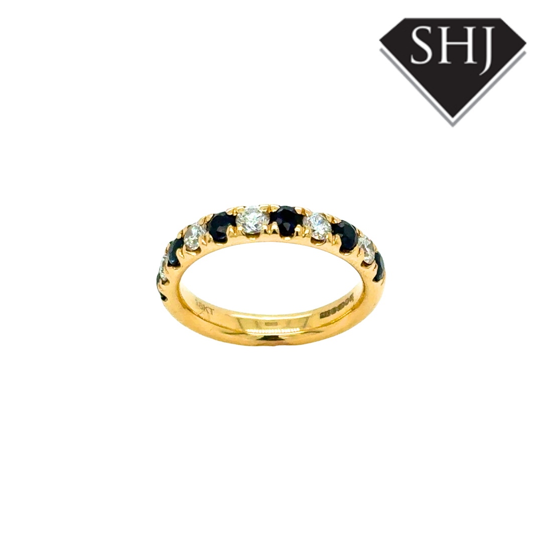 18ct Yellow Gold 0.76ct Sapphire & 0.52ct Diamond Eternity Ring