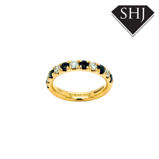 18ct Yellow Gold 0.76ct Sapphire & 0.52ct Diamond Eternity Ring