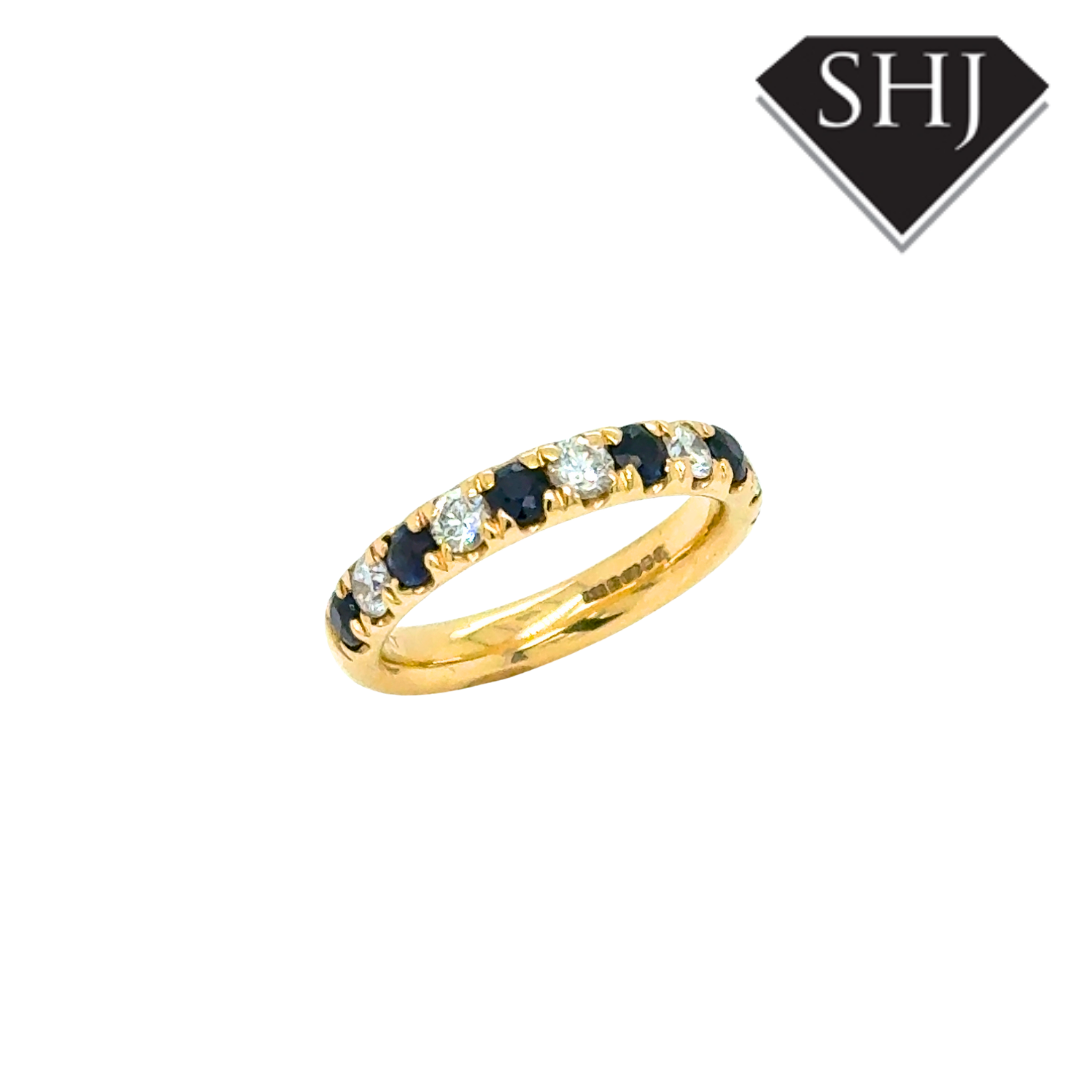 18ct Yellow Gold 0.76ct Sapphire & 0.52ct Diamond Eternity Ring