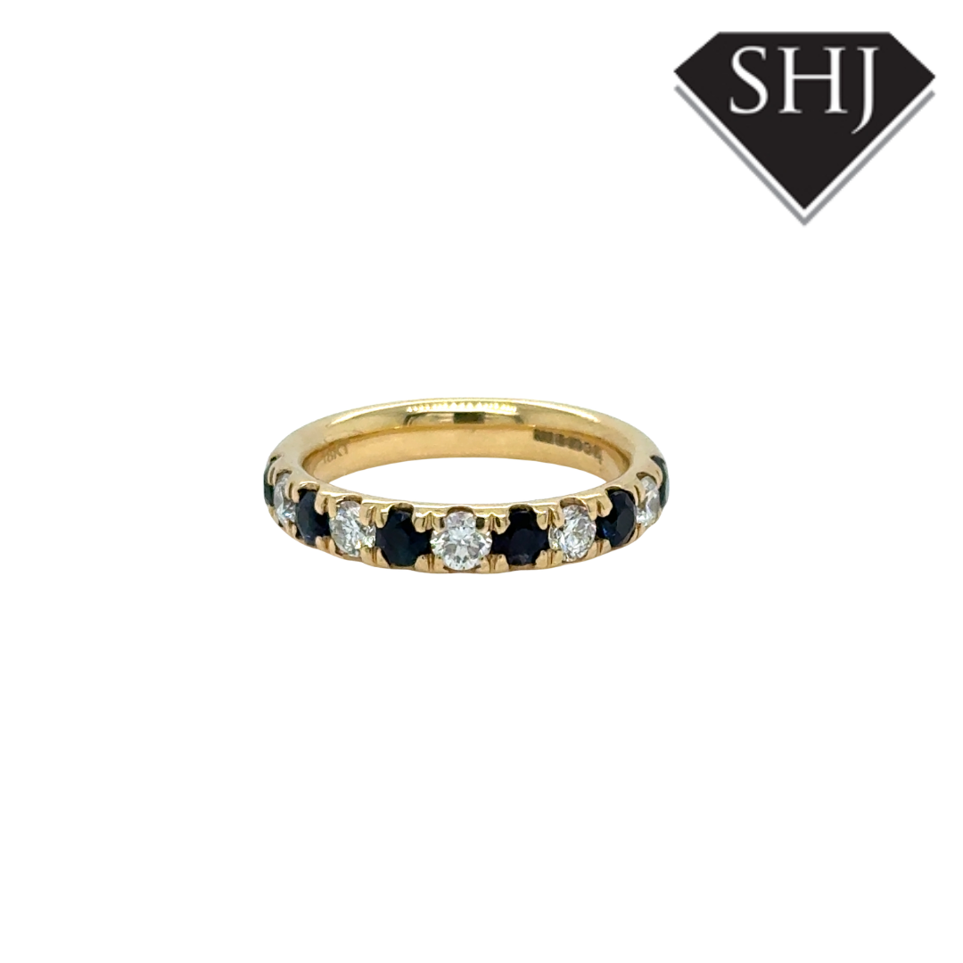 18ct Yellow Gold 0.76ct Sapphire & 0.52ct Diamond Eternity Ring