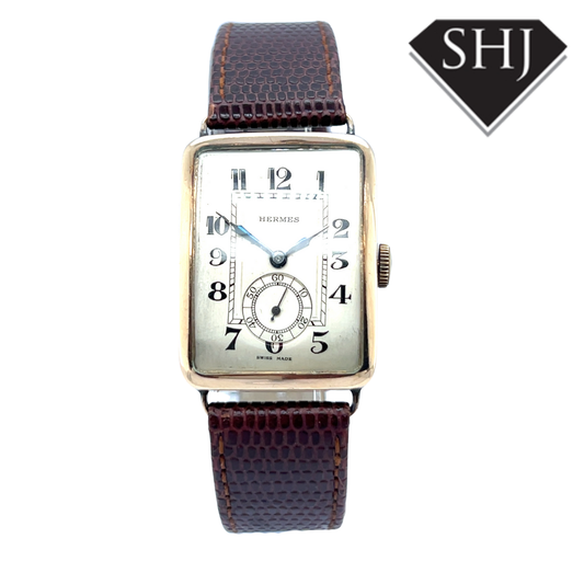 9ct Yellow Gold Hermes Manual Dress Watch