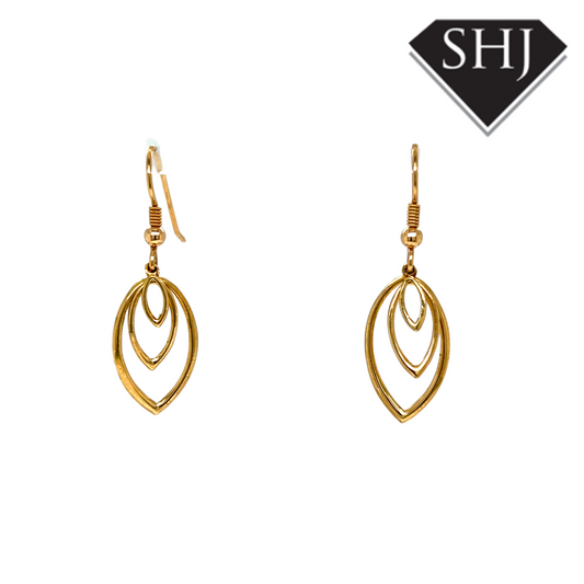 9ct Yellow Gold Leaf Drop Earrings