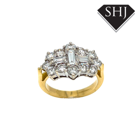 18ct Yellow/White Gold Aeroplane Diamond Cluster Ring