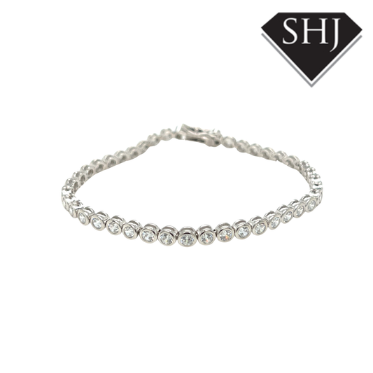 Silver CZ Bezel Set Tennnis Bracelet