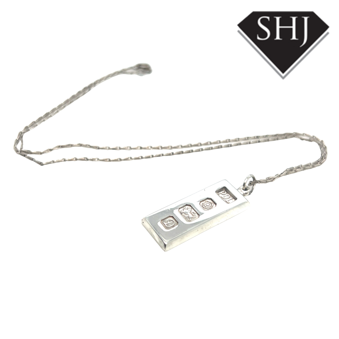 Silver Ingot Pendant and Chain
