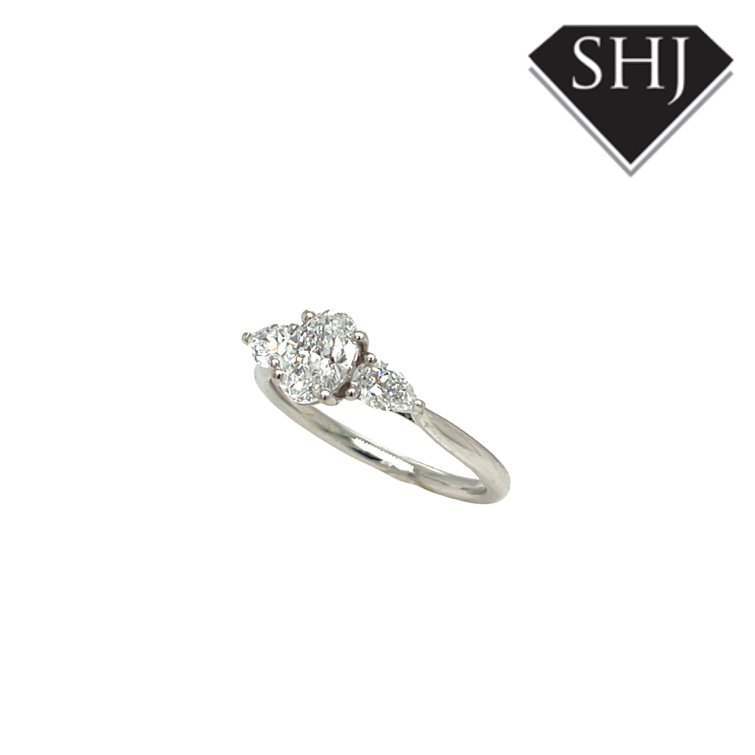 Platinum 3 Stone Oval 1.19ct Lab Grown Diamond Ring