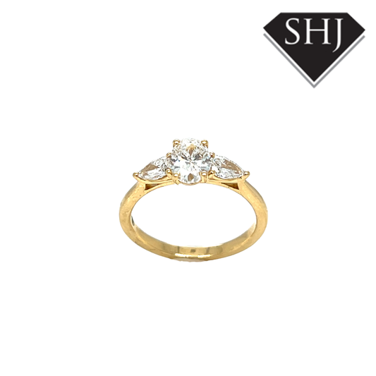18ct Yellow Gold 3 Stone Oval 1.17ct Lab Grown Diamond Ring