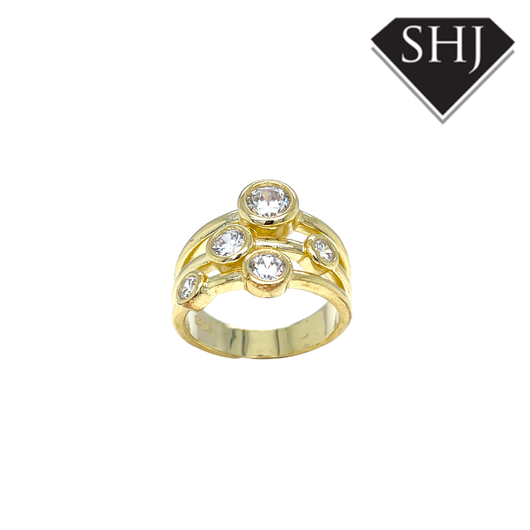 Gold Plated Silver CZ Bubble Ring