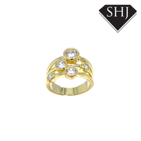 Gold Plated Silver CZ Bubble Ring