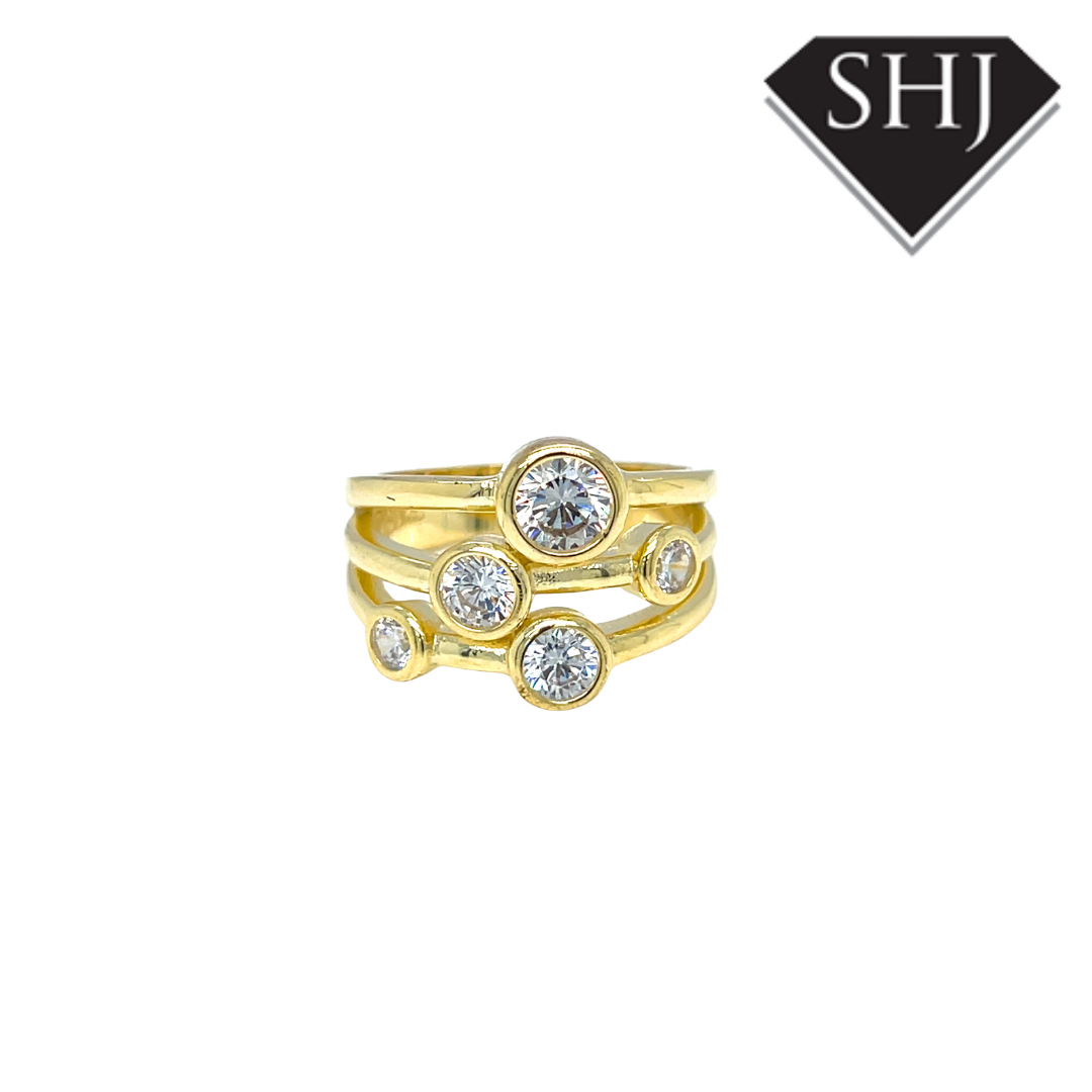 Gold Plated Silver CZ Bubble Ring