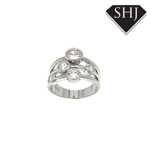 Silver CZ Bubble Ring