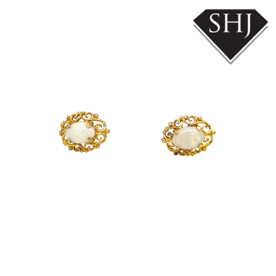 9ct Yellow Gold Opal Studs