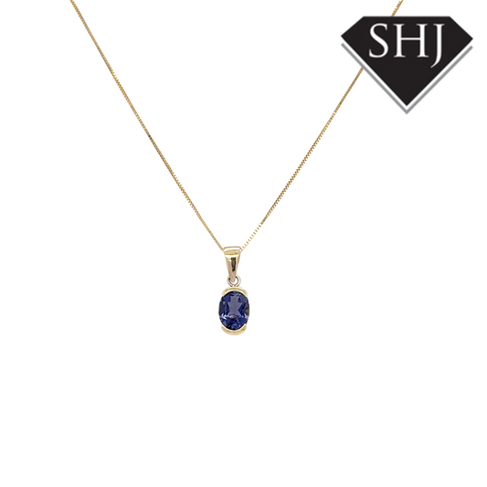 9ct Yellow Gold Sapphire Pendant
