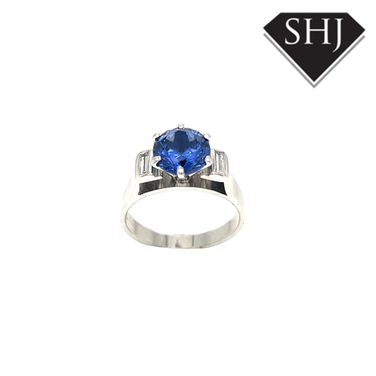 18ct White Gold Sapphire & Diamond Ring
