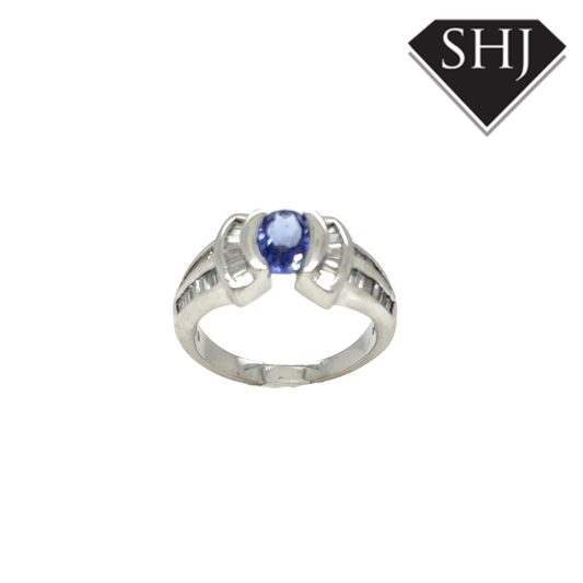 14ct White Gold Sapphire and Diamond Ring