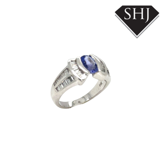 14ct White Gold Sapphire and Diamond Ring
